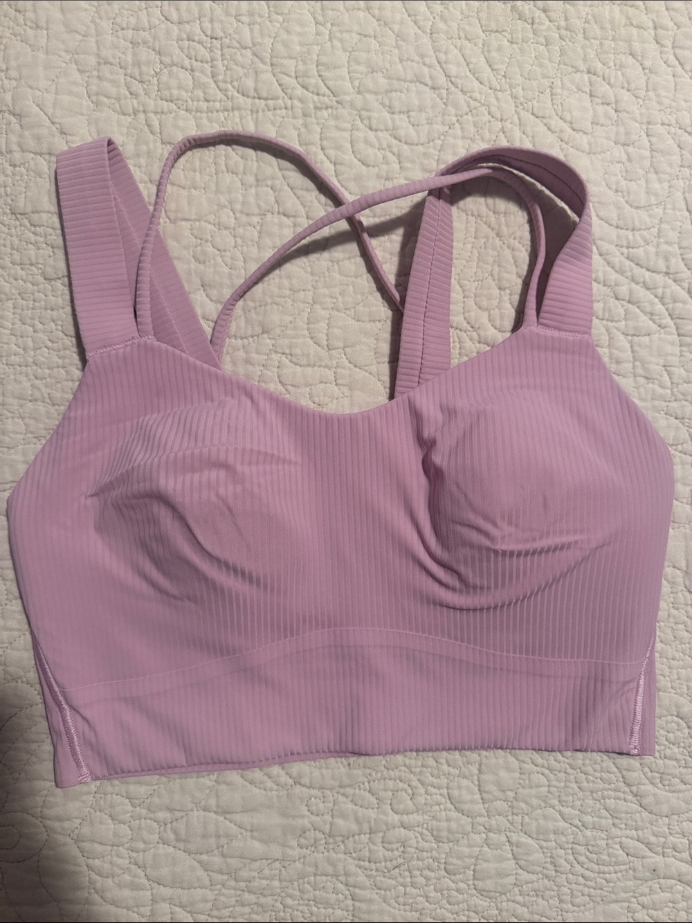 Seamless Ribbed Longline Bralette - Lavender Pink
